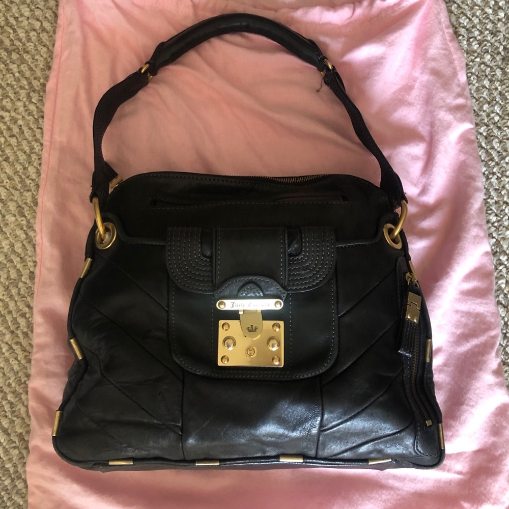 Juicy Couture Black leather bag with gold hardware
